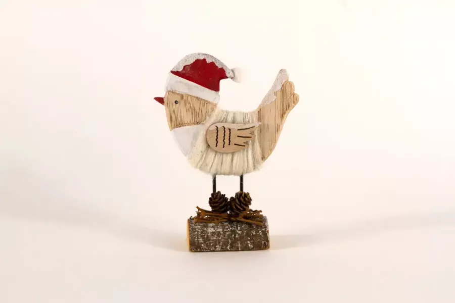 Preview: Weihnachtsvogel auf Stamm weiss gross