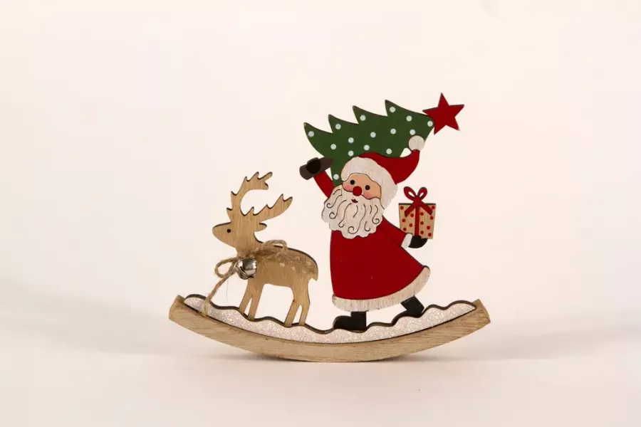 Preview: Schaukel-Nikolaus aus Holz – nostalgische Weihnachtsdekoration