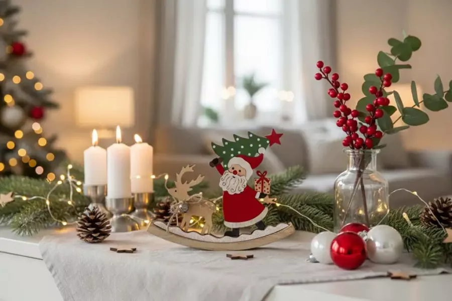 Schaukel-Nikolaus aus Holz – nostalgische Weihnachtsdekoration