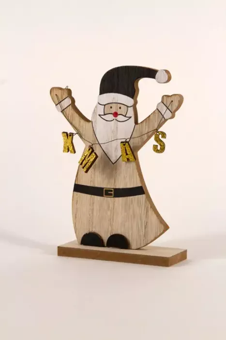 Preview: Handgefertigter Nikolaus aus Holz – charmante Tischdeko für Weihnachten