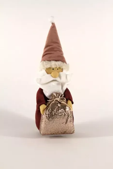 Preview: Weihnachtsfigur Nikolaus aus Textil – ideale Deko für Regal oder Fensterbank