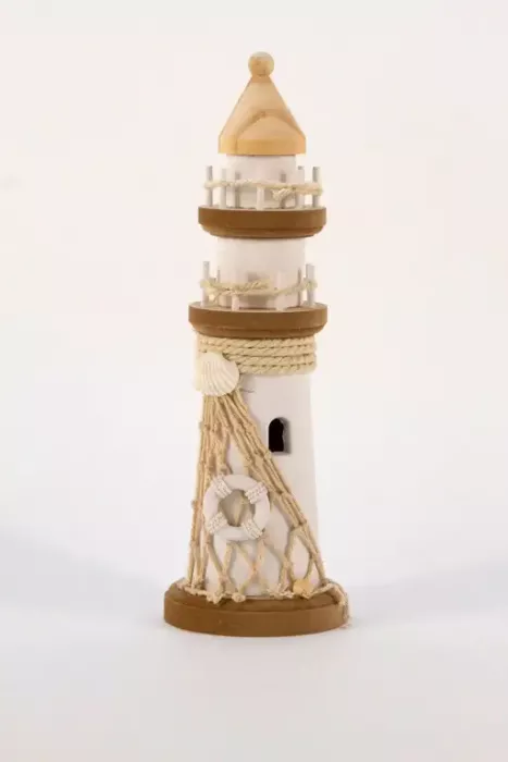 Preview: Maritimer Leuchtturm aus Holz weiss