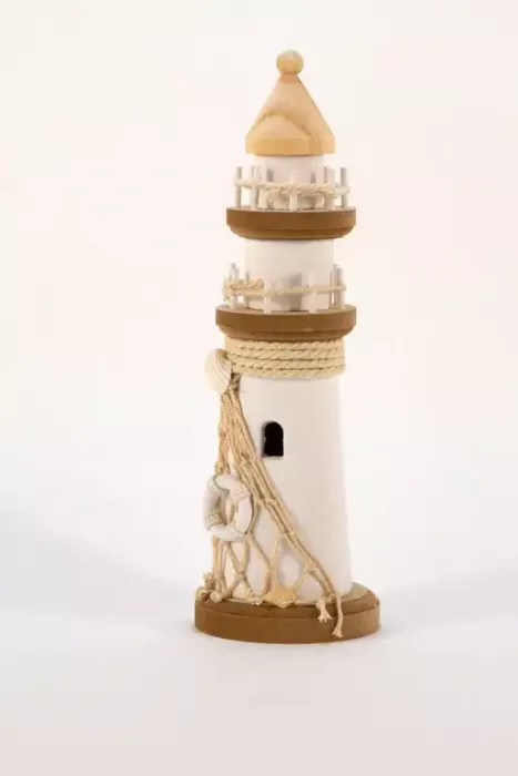 Preview: Maritimer Leuchtturm aus Holz weiss