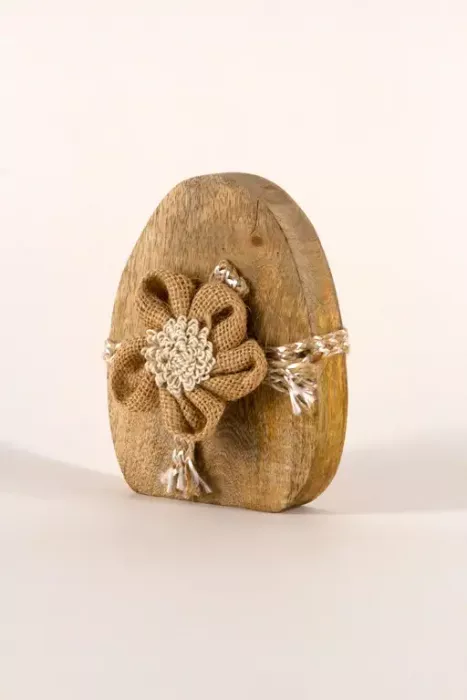 Preview: Osterei aus Mangoholz mit Blume