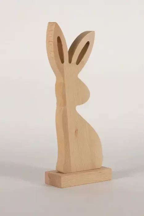 Preview: Hase aus Holz mit Bommel-Puschel Tischdeko Ostern