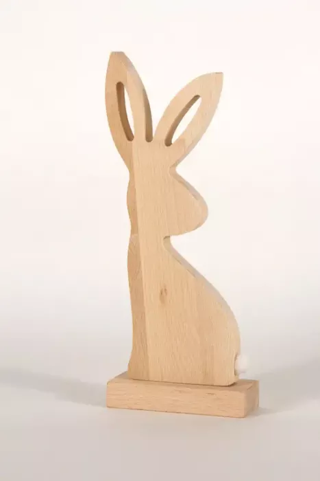 Preview: Frühlingshase aus Holz mit Puschel Fensterbank Deko