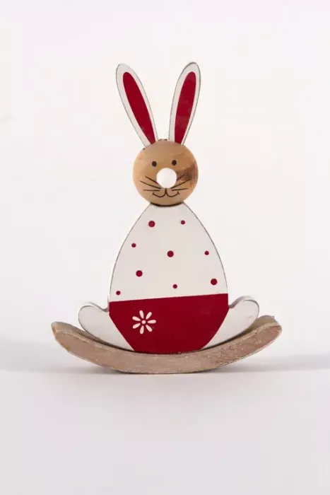 Preview: Holz Schaukelhase charmante Osterdeko Wohnaccessoire bestellen