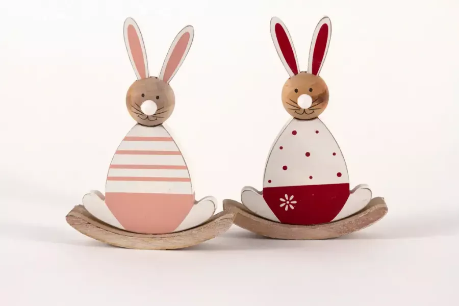 Preview: Schaukel Osterhase aus Holz Fensterdeko jetzt kaufen