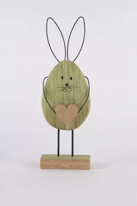 Preview: Hase aus Holz und Metall grün 30 cm naturholz jetzt kaufen