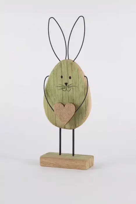 Preview: großer Osterhase Holz Metall grün Dekoration Frühling bestellen