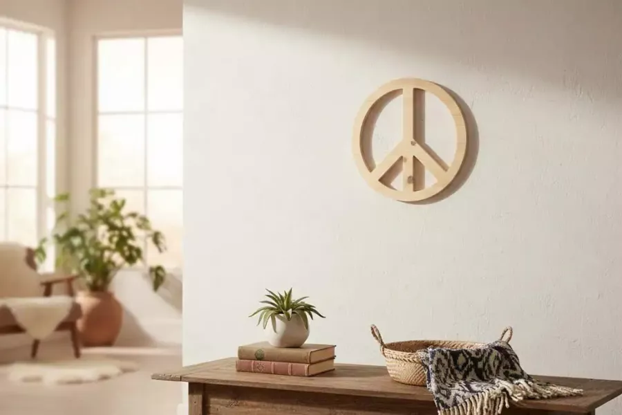 Peacezeichen aus Holz 38cm natur