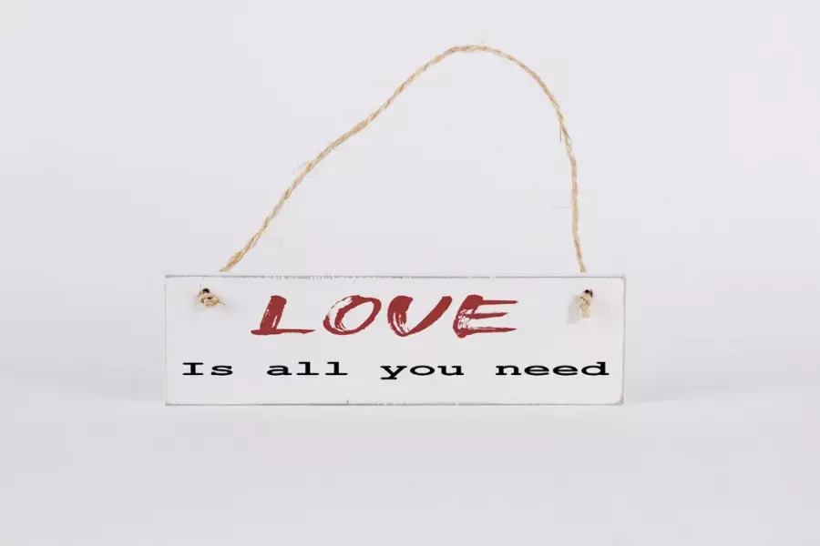 Preview: Deko-Schild „Love is all you need“ aus Holz – rustikale Vintage Wanddekoration mit handgefertigtem Look