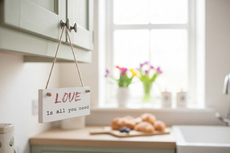 Preview: Deko-Schild „Love is all you need“ aus Holz – rustikale Vintage Wanddekoration mit handgefertigtem Look