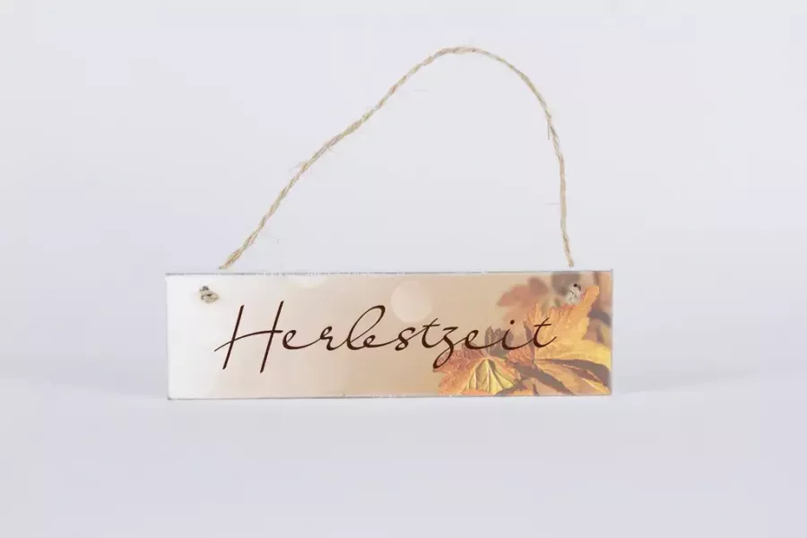 Preview: Rustikales Holz Deko-Schild mit Aufschrift Herbstzeit – herbstliche Gartendeko