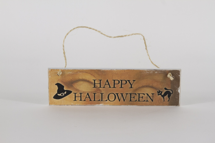 Deko Schild aus Holz Happy Halloween Eye