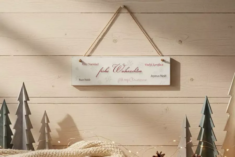 Holz Deko Schild Frohe Weihnachten rustikal Wanddeko