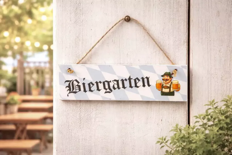 Dekoschild aus Holz Biergarten