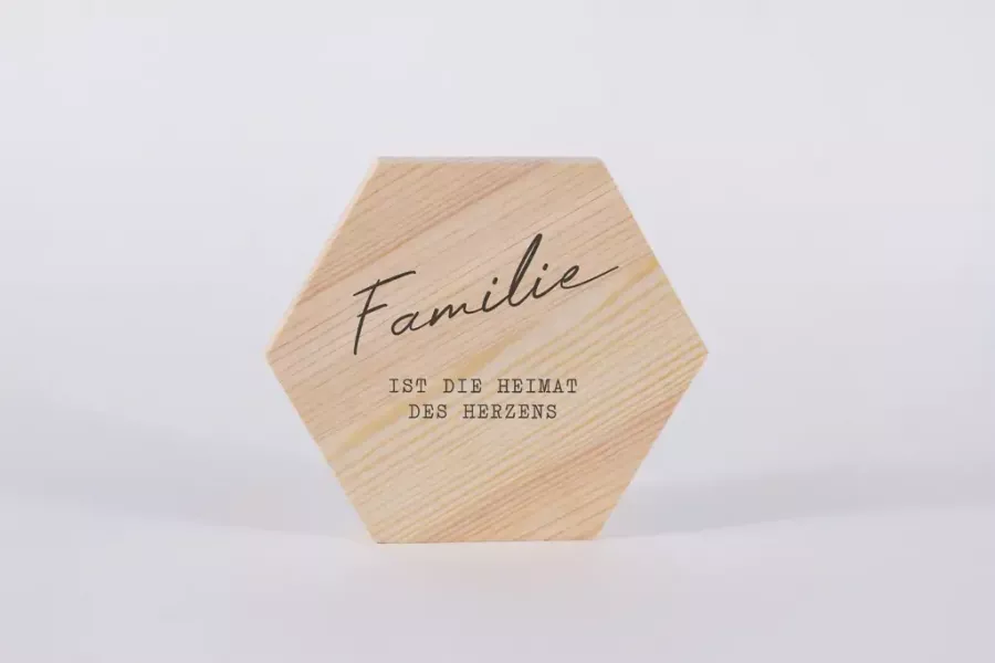 Preview: Holzbild Familie ist die Heimat 15cm Kiefer