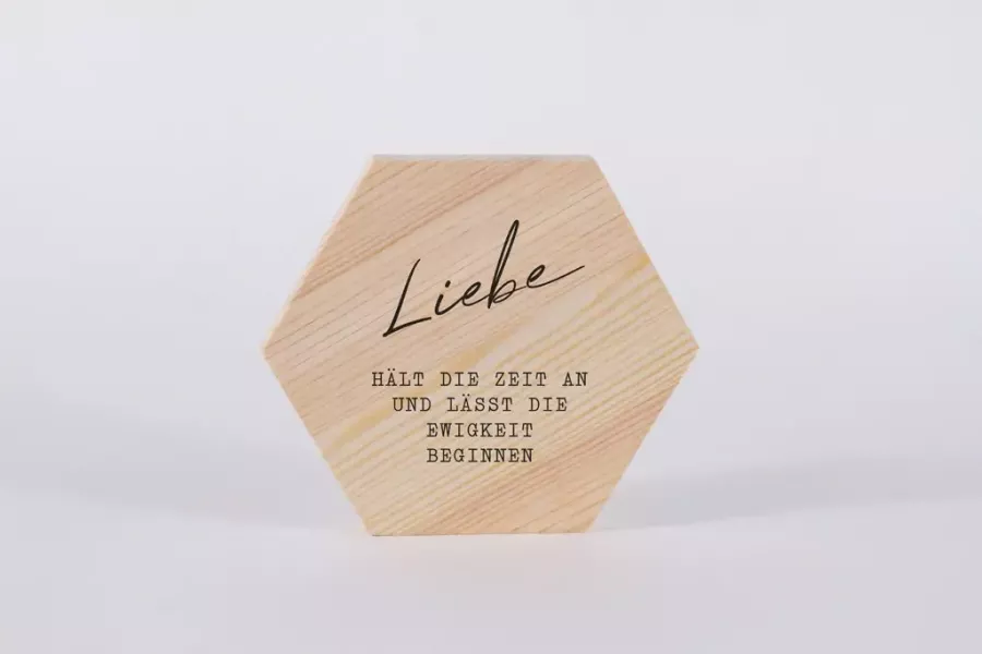 Preview: Holzbild Liebe hält die Zeit an 15cm Kiefer