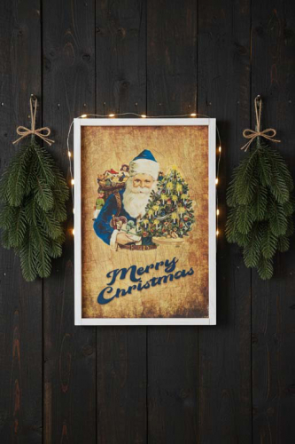 Wandbild aus Holz mit Merry Christmas Motiv – festliche Weihnachtsdeko im Landhausstil