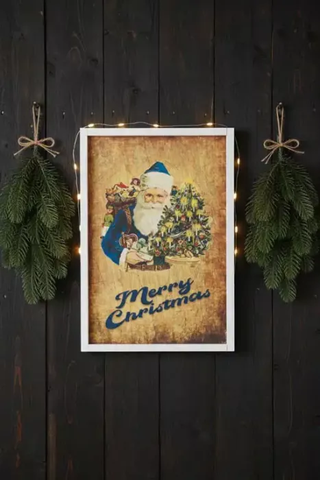 Wandbild aus Holz mit Merry Christmas Motiv – festliche Weihnachtsdeko im Landhausstil