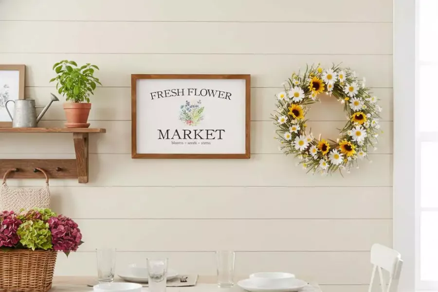 Wandbild Holz Fresh Flower Market