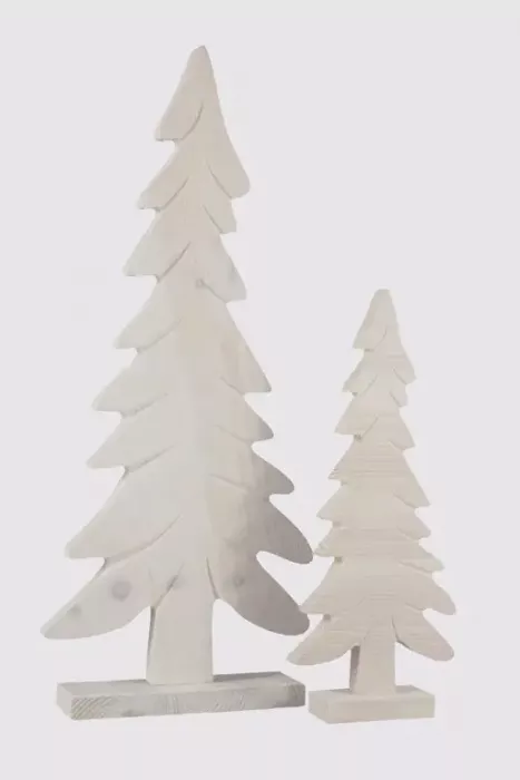 Preview: Tannenbaum aus weiß gebeiztem Kiefernholz – elegante Weihnachtsdekoration