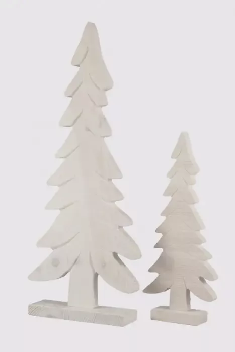 Preview: Weihnachtlicher Tannenbaum aus Holz in Weiß – stilvolle Tischdeko