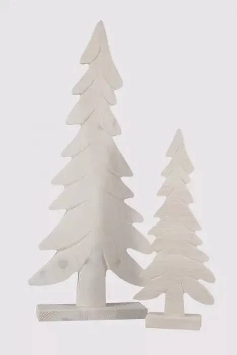 Preview: Schlichter Tannenbaum aus Kiefernholz in Weiß – festliche Dekoration für Ihr Zuhause