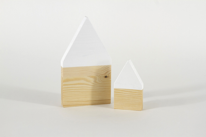 Häuser aus Holz natur weiss 2er Set