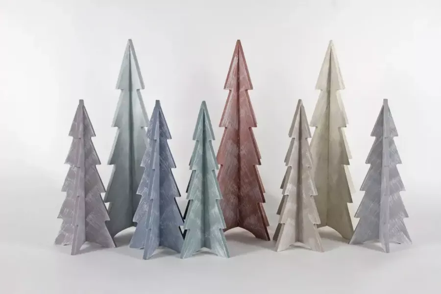 Preview: Tannenbaum aus Holz zum Stecken – 25 cm hohe Shabby Chic Weihnachtsdeko in Pflaume