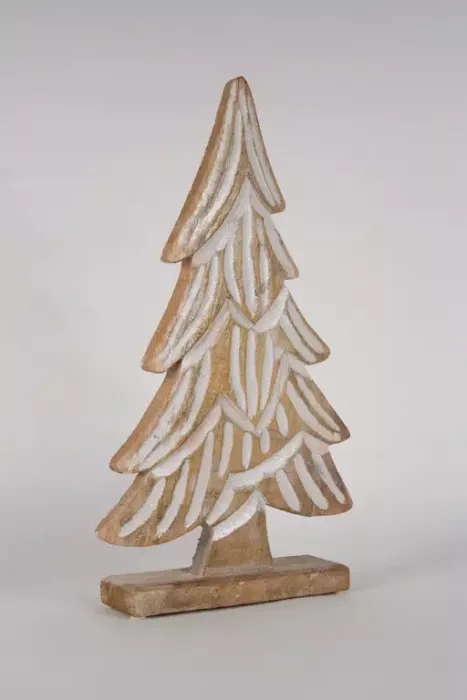 Preview: Eleganter Tannenbaum aus Mangoholz in Weiß – stilvolle Dekoration für Ihr Zuhause