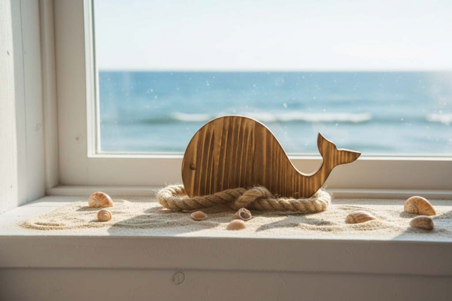 Preview: Wal aus Holz – maritime Dekoration für Wohnzimmer und Büro