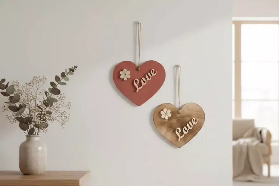 Wandhänger Herz Love natur