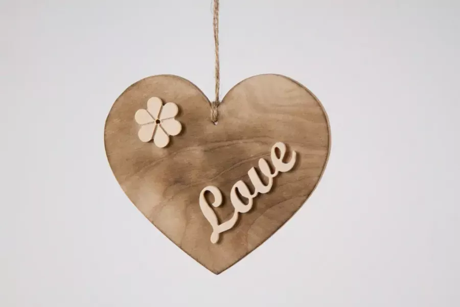 Preview: Wandhänger Herz Love natur