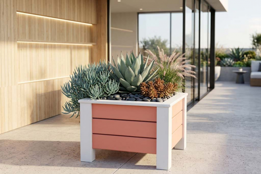 Preview: Pflanzkasten Apricot aus Holz