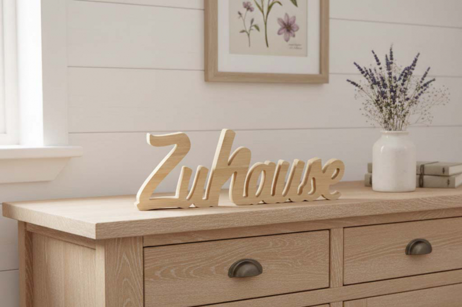Preview: Holzschriftzug Zuhause als gemütliches Wohnaccessoire