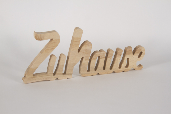 Schriftzug Zuhause aus Holz Eiche