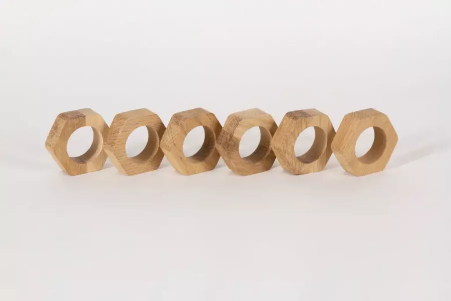 Preview: Serviettenring Holz Eiche Hexagon