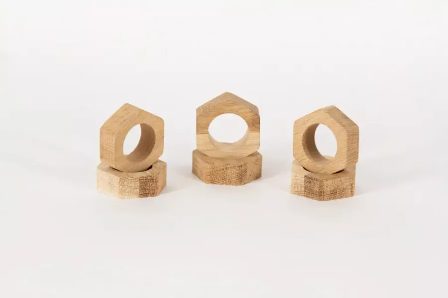 Preview: Serviettenring Holz Eiche Hexagon
