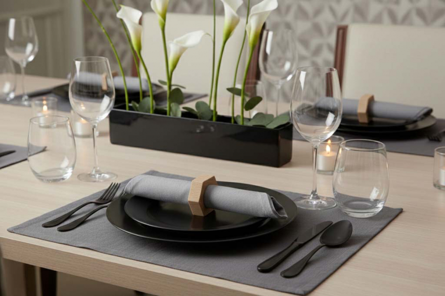 Preview: Serviettenring Holz Eiche Hexagon