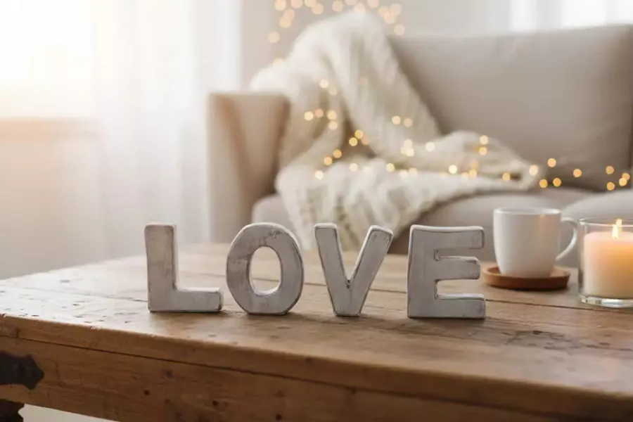 Schriftzug LOVE in Weiß – elegante Wand- und Tischdekoration