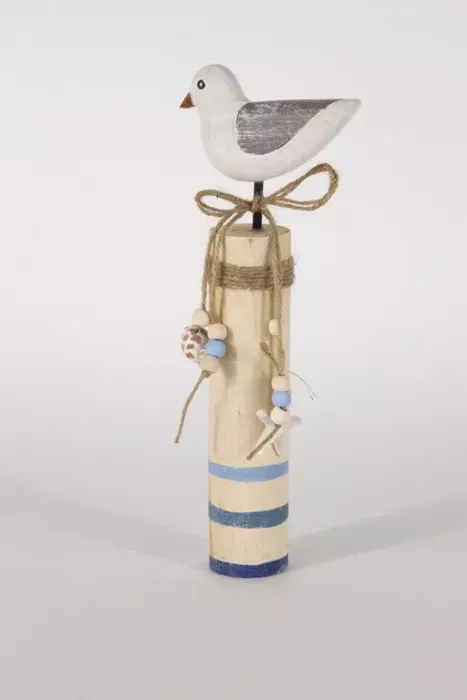 Preview: Möwe aus Holz – maritime Dekofigur für Wohnzimmer