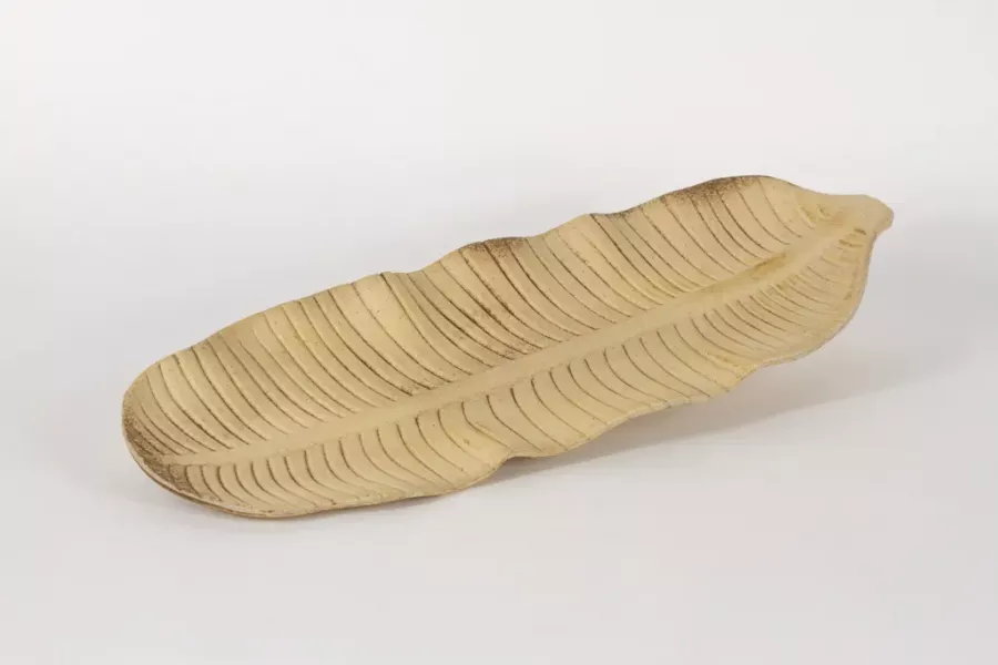 Natürliche Holzschale in Blattform – dekorative Holzschale aus Holz natur