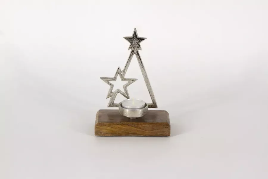 Preview: Teelichthalter Tannenbaum aus Metall Stern