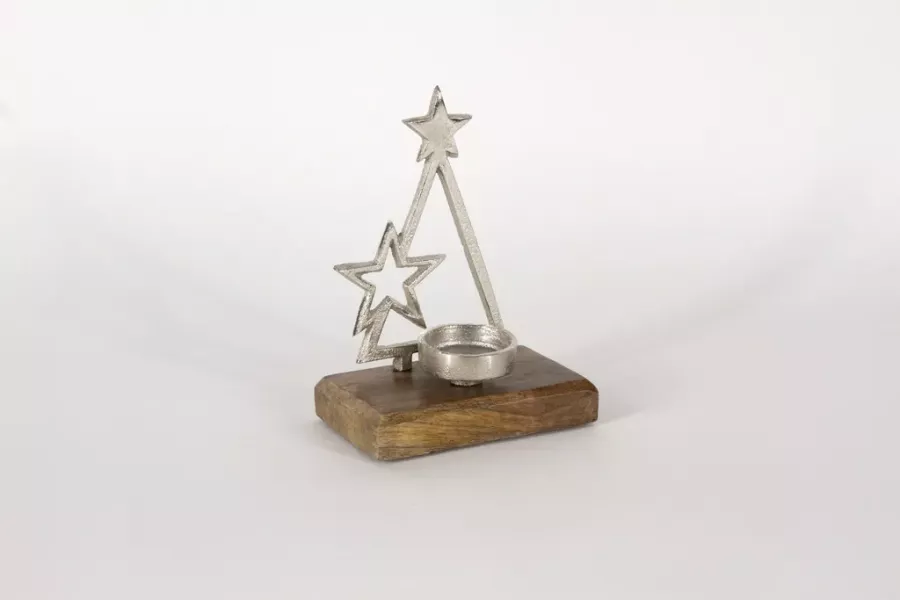 Preview: Teelichthalter Tannenbaum aus Metall Stern