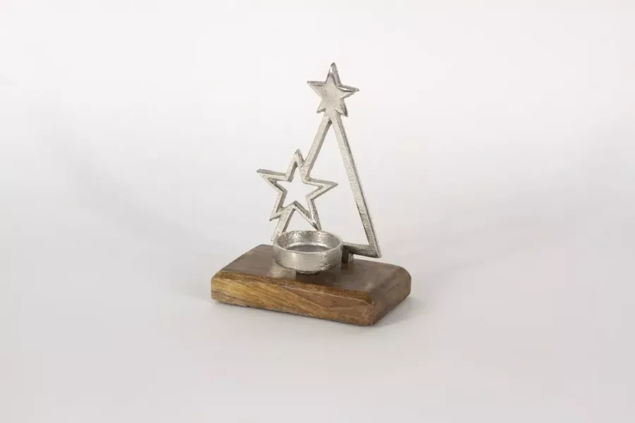 Preview: Teelichthalter Tannenbaum aus Metall Stern