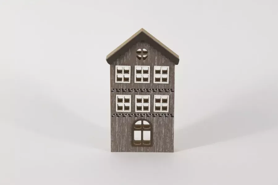 Preview: Haus aus MDF-Holz Braun 20 cm – Dekoratives Wohnaccessoire
