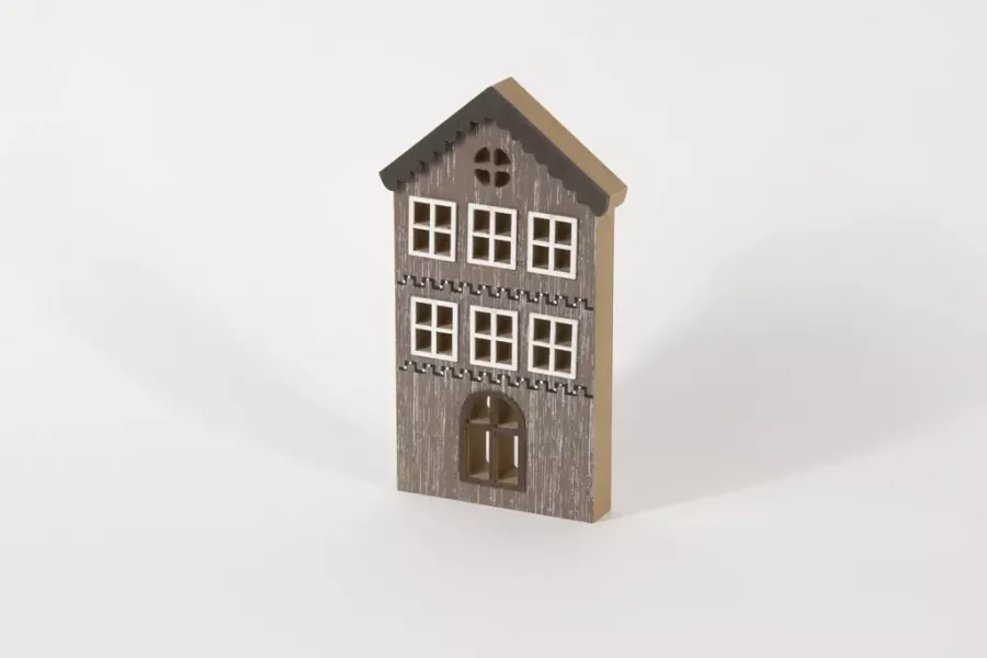 Preview: Haus aus MDF-Holz Braun 20 cm – Dekoratives Wohnaccessoire