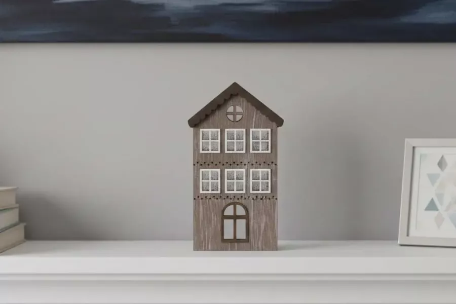 Haus aus Holz MDF braun - 20 cm
